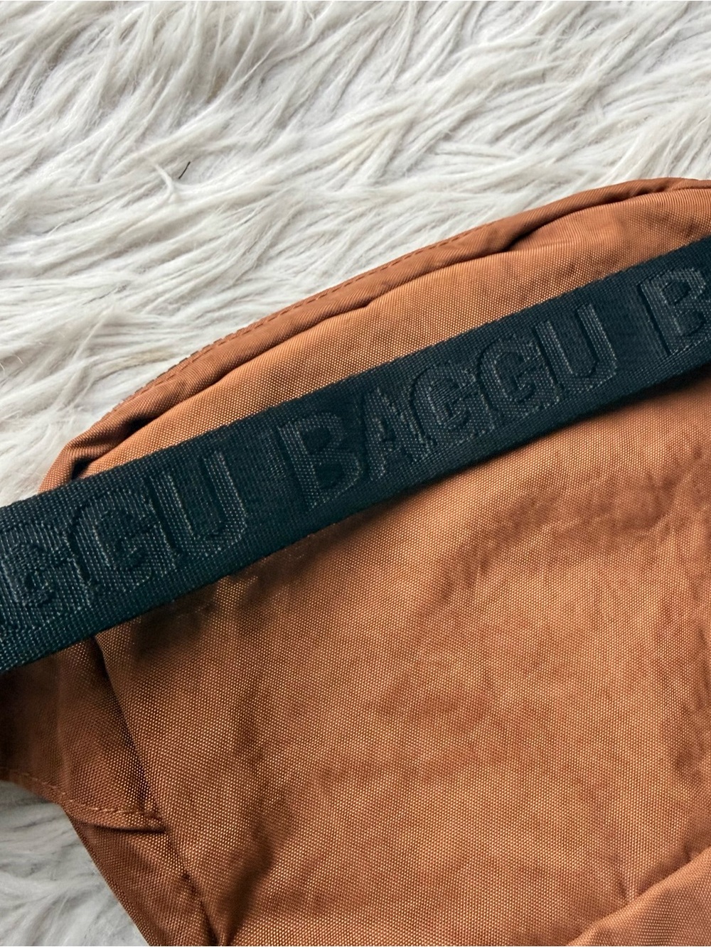 BAGGU Fanny Pack Brown Rust Nylon Crossbody Belt Waist Bag - Picture 4 of 11